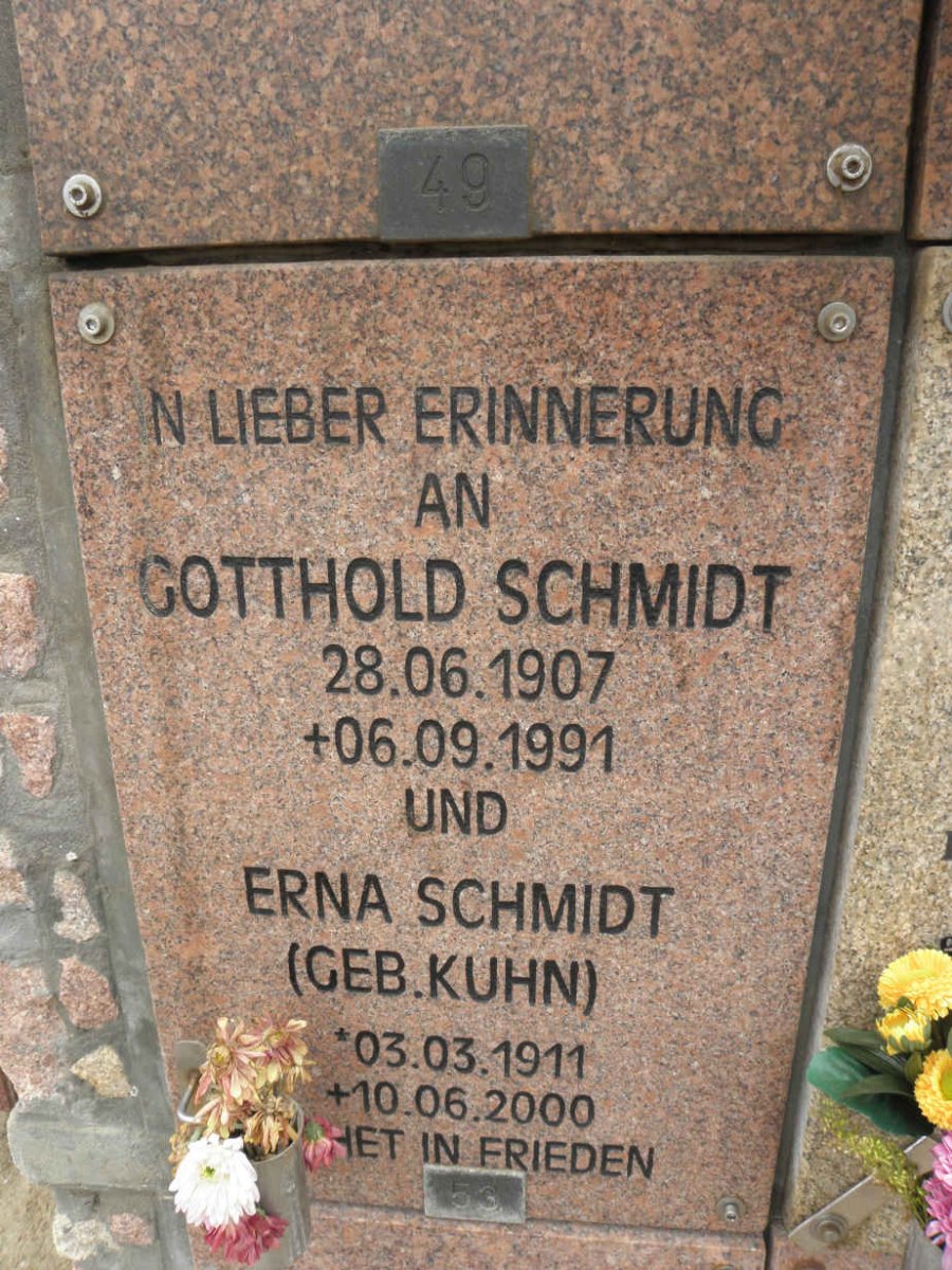 SCHMIDT Gotthold 1907-1991 &amp; Erna KUHN 1911-2000