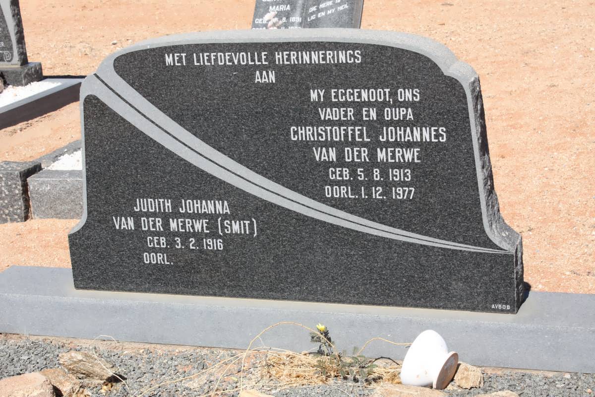 MERWE Christoffel Johannes, van der 1913-1977 &amp; Judith Johanna SMIT 1916-