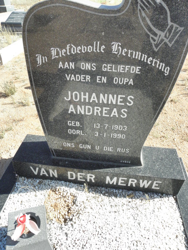 MERWE Johannes Andreas, van der 1903-1990