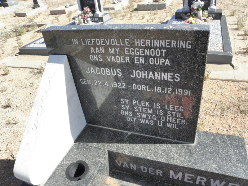 MERWE Jacobus Johannes, van der 1922-1991