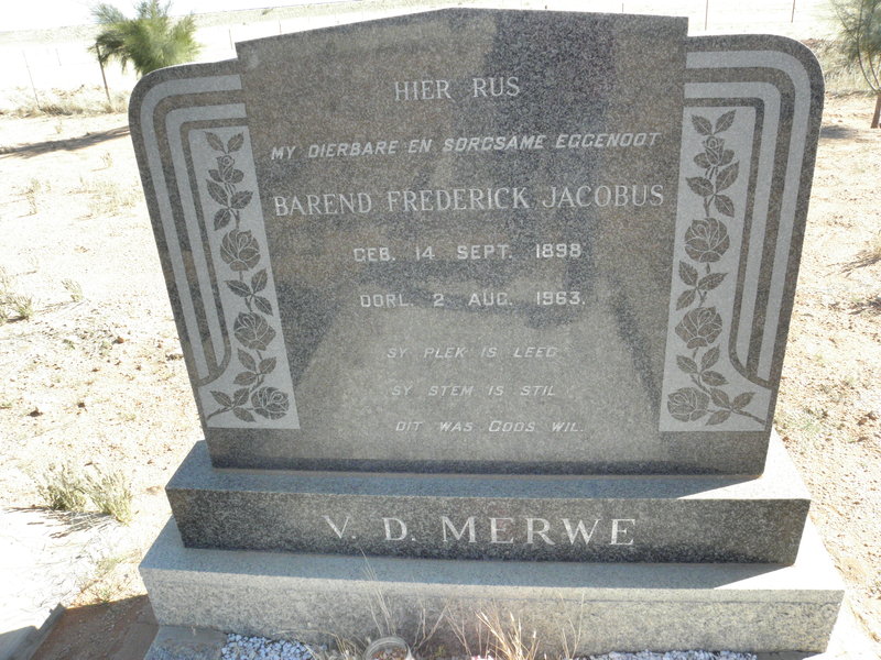 MERWE Barend Frederick Jacobus, v.d. 1898-1963