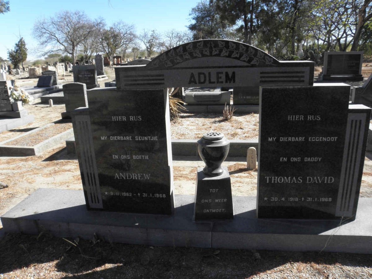 ADLEM Thomas David 1918-1968 :: ADLEM Andrew 1962-1968