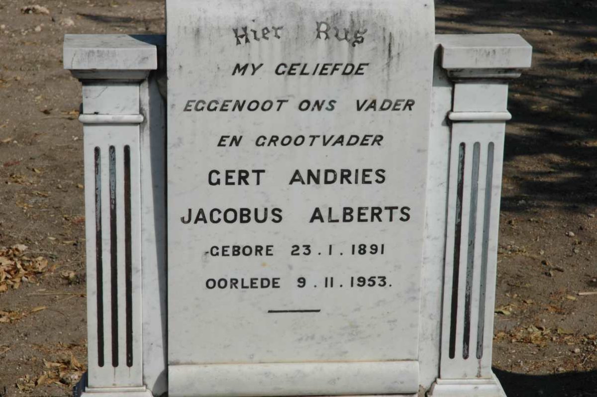 ALBERTS Gert Andries Jacobus 1891-1953