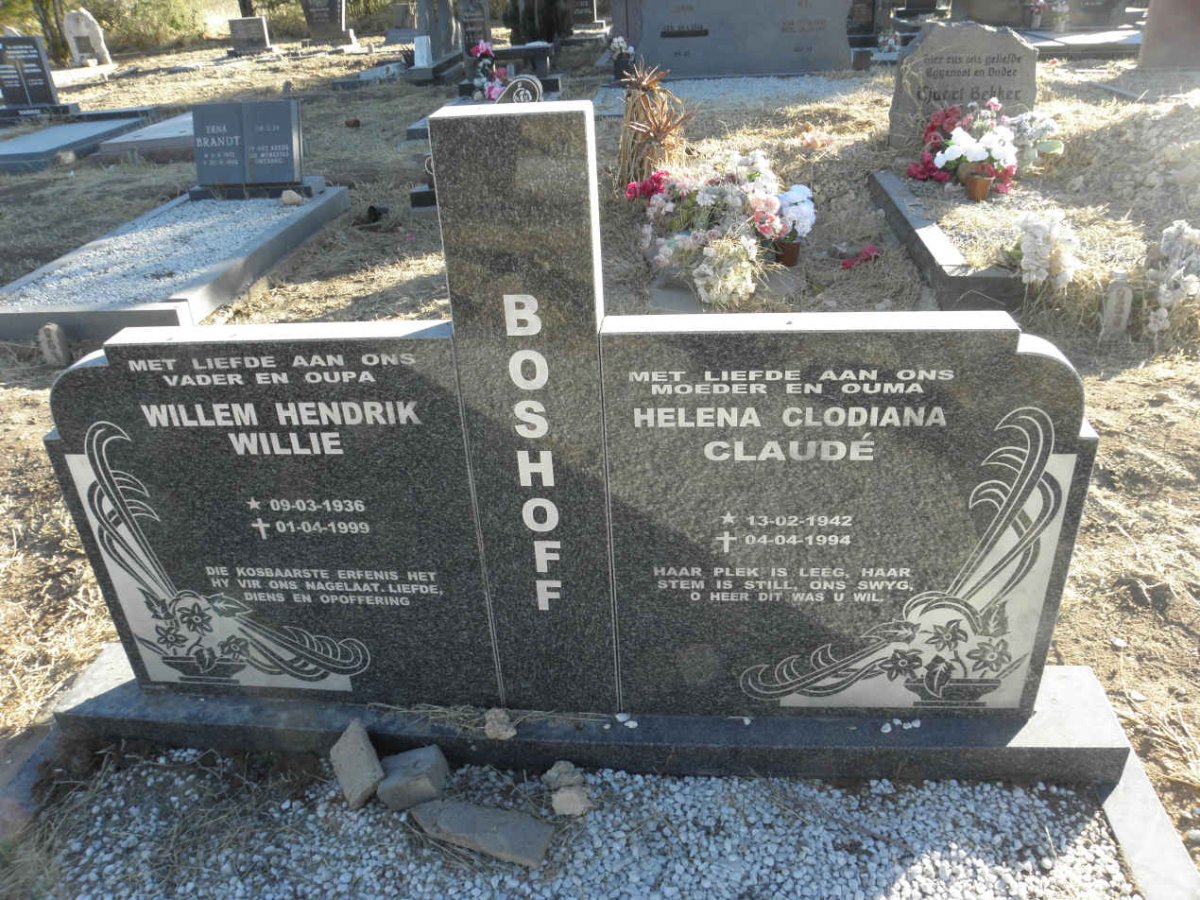 BOSHOFF Willem Hendrik 1936-1999 &amp; Helena Clodiana CLAUDE 1942-1994