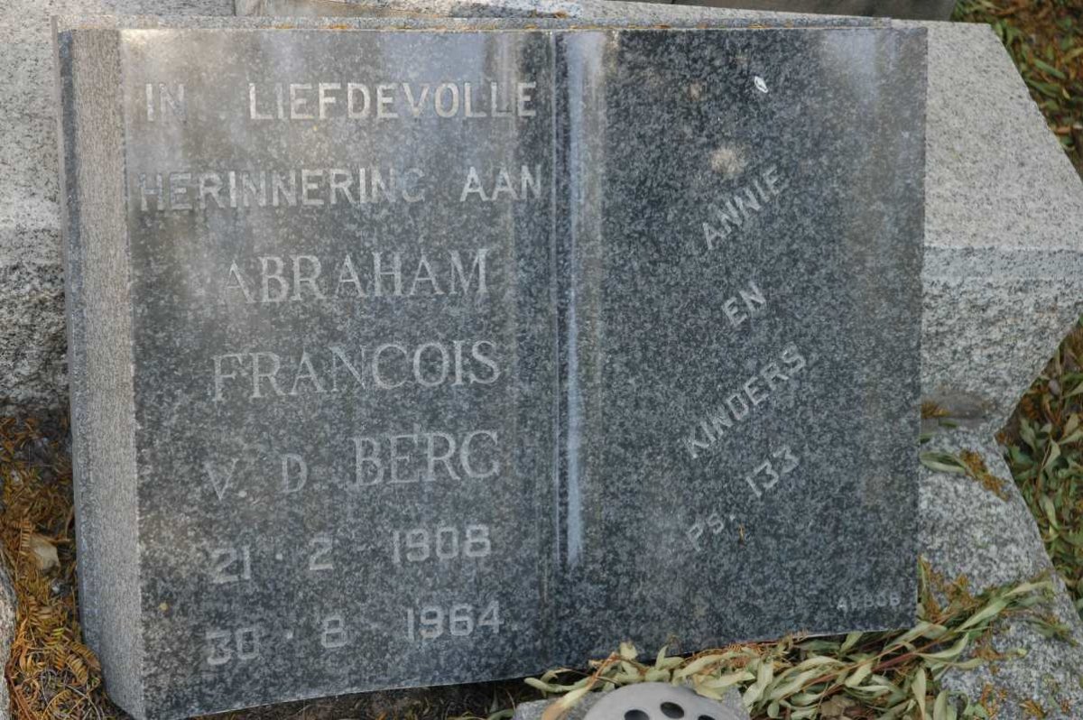 BERG Abraham Francois, v.d. 1908-1964