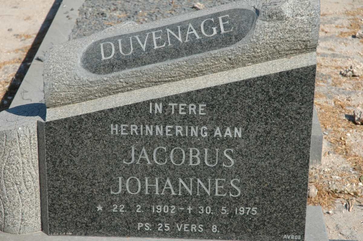 DUVENAGE Jacobus Johannes 1902-1975