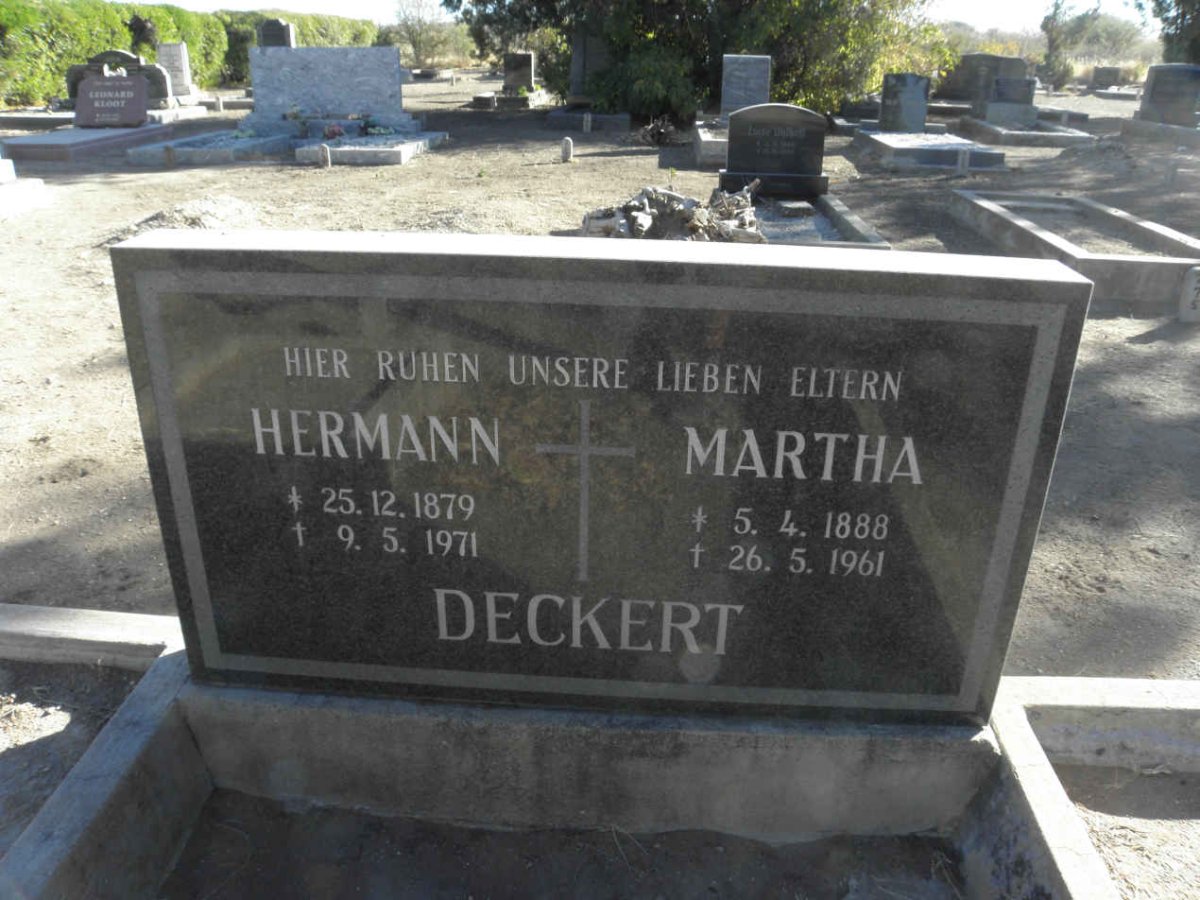 DECKERT Hermann 1879-1971 &amp; Martha 1888-1961