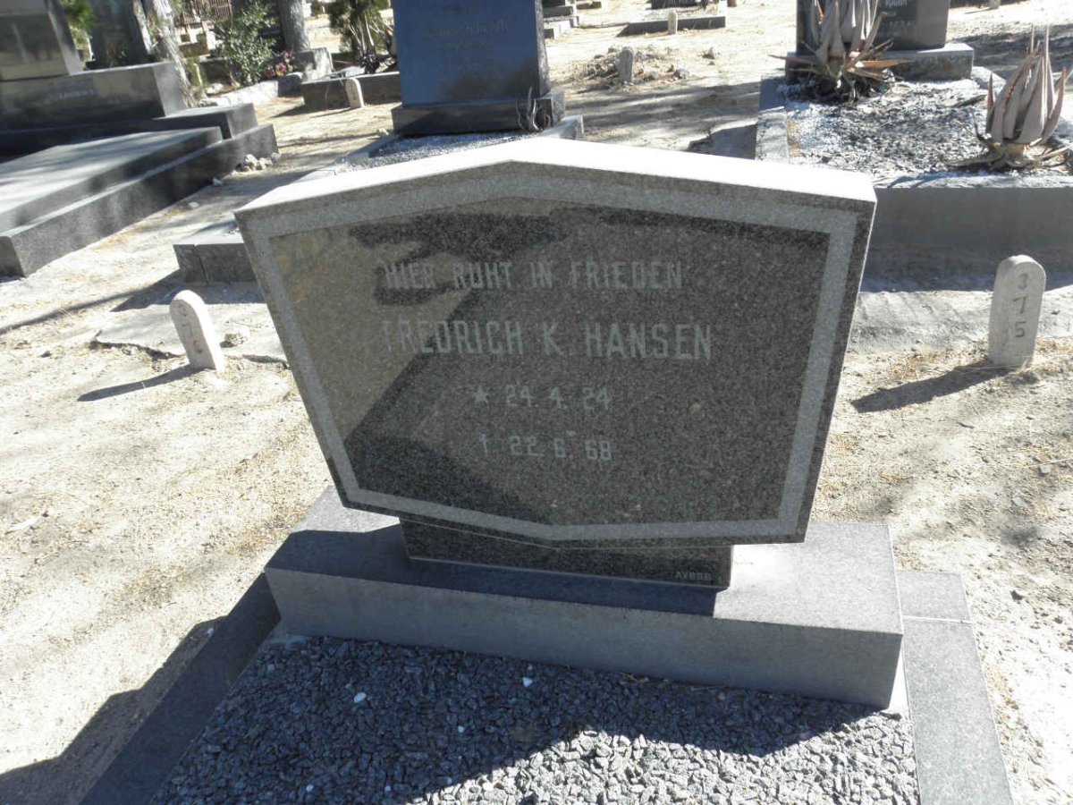 HANSEN Fredrich K. 1924-1968