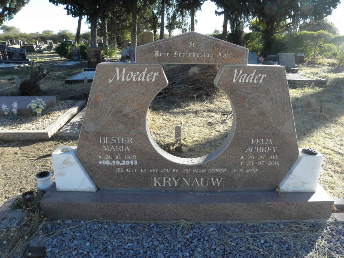 KRYNAUW Felix Aubrey 1921-2001 &amp; Hester Maria 1929-2013