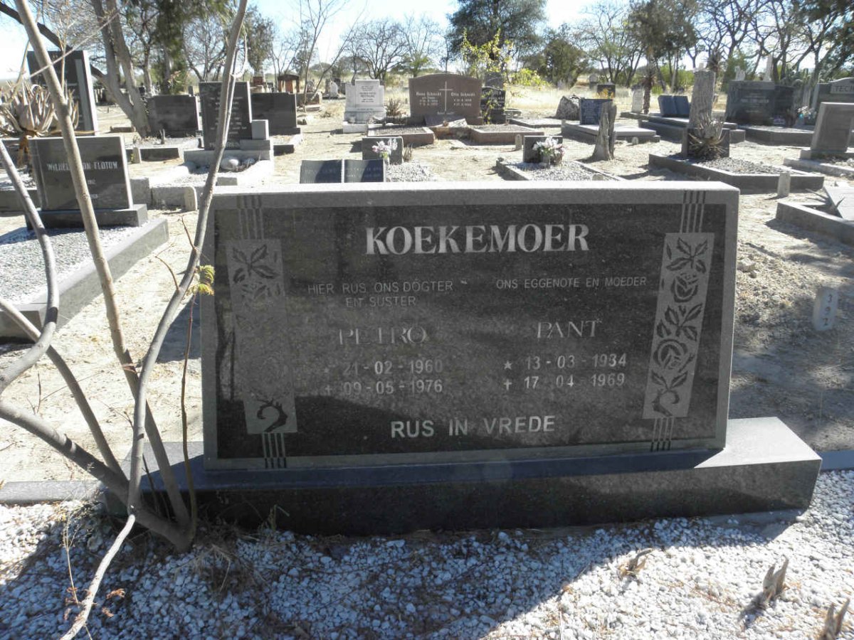 KOEKEMOER Pant 1934-1969 :: KOEKEMOER Petro 1960-1976