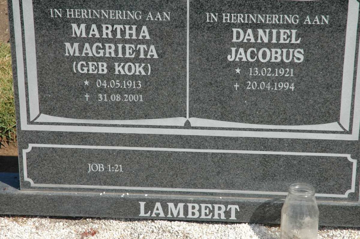 LAMBERT Daniel Jacobus 1921-1994 &amp; Martha Magrieta KOK 1913-2001