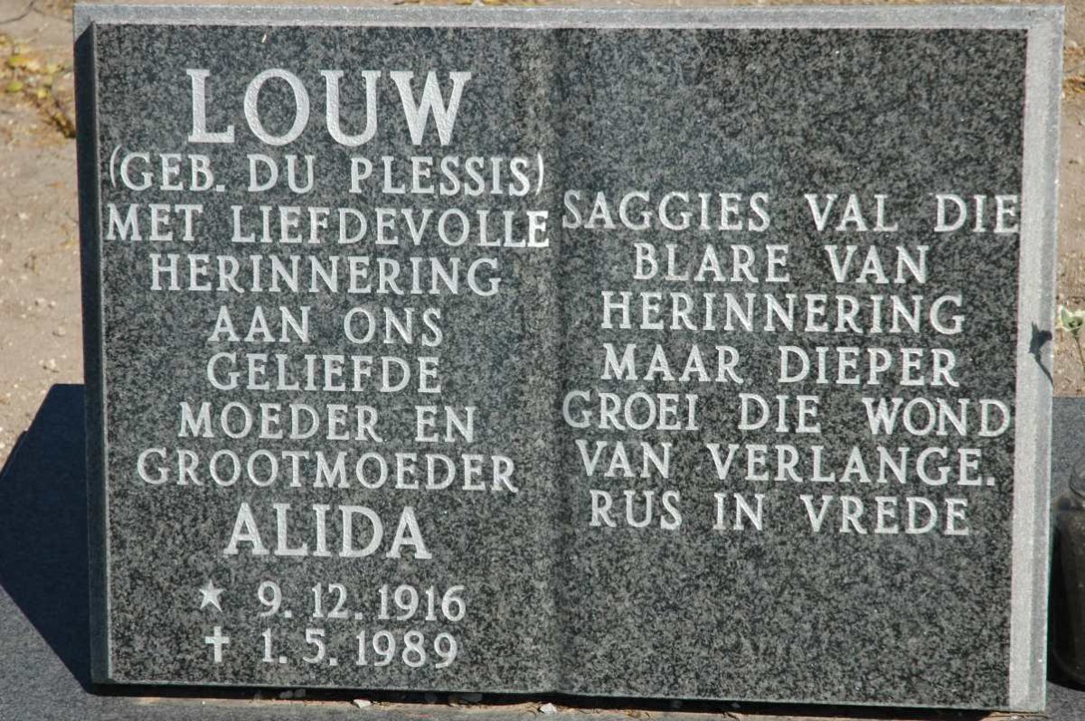 LOUW Alida nee DU PLESSIS 1916-1989