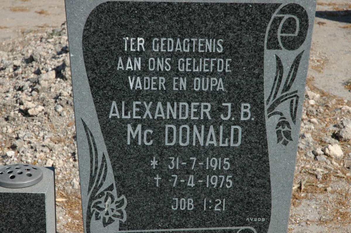 McDONALD Alexander J.B. 1915-1975