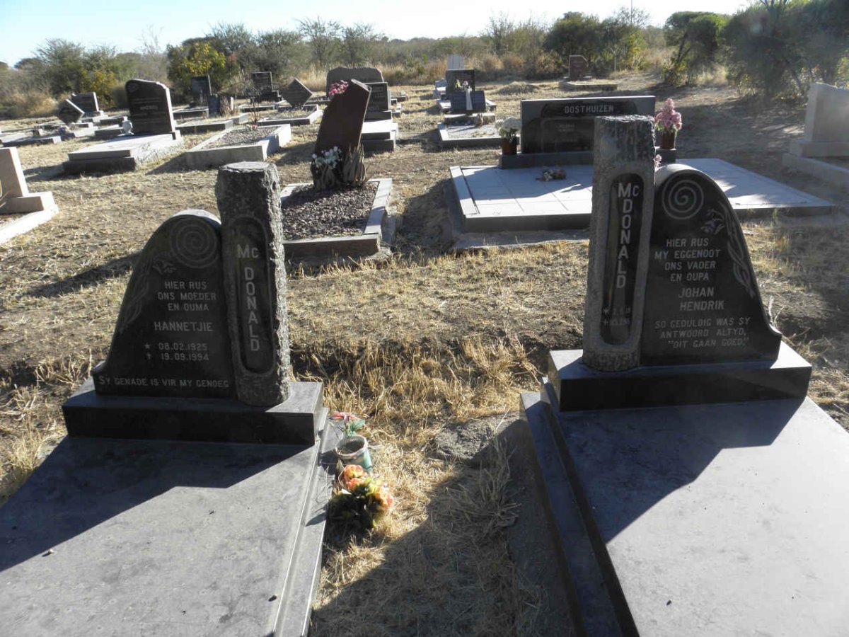 McDONALD Johan Hendrik 1918-1985 &amp; Hannetjie 1925-1994