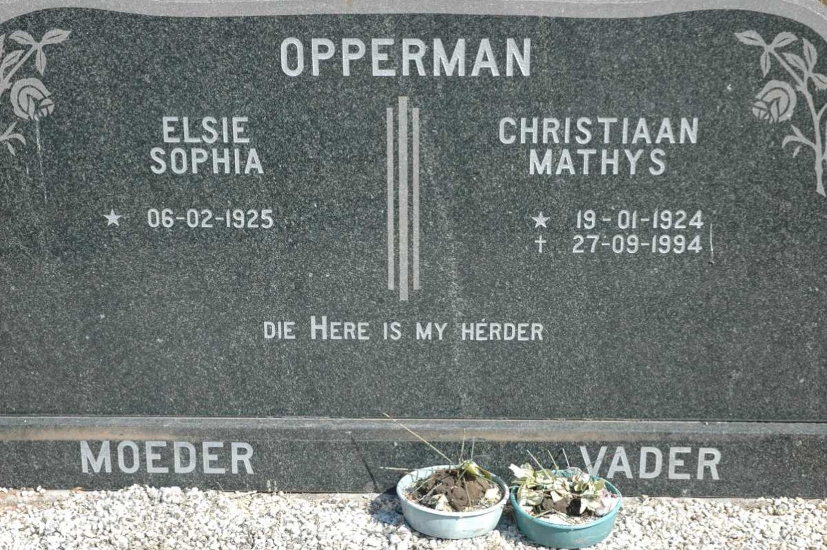OPPERMAN Christiaan Mathys 1924-1994 &amp; Elsie Sophia 1925-