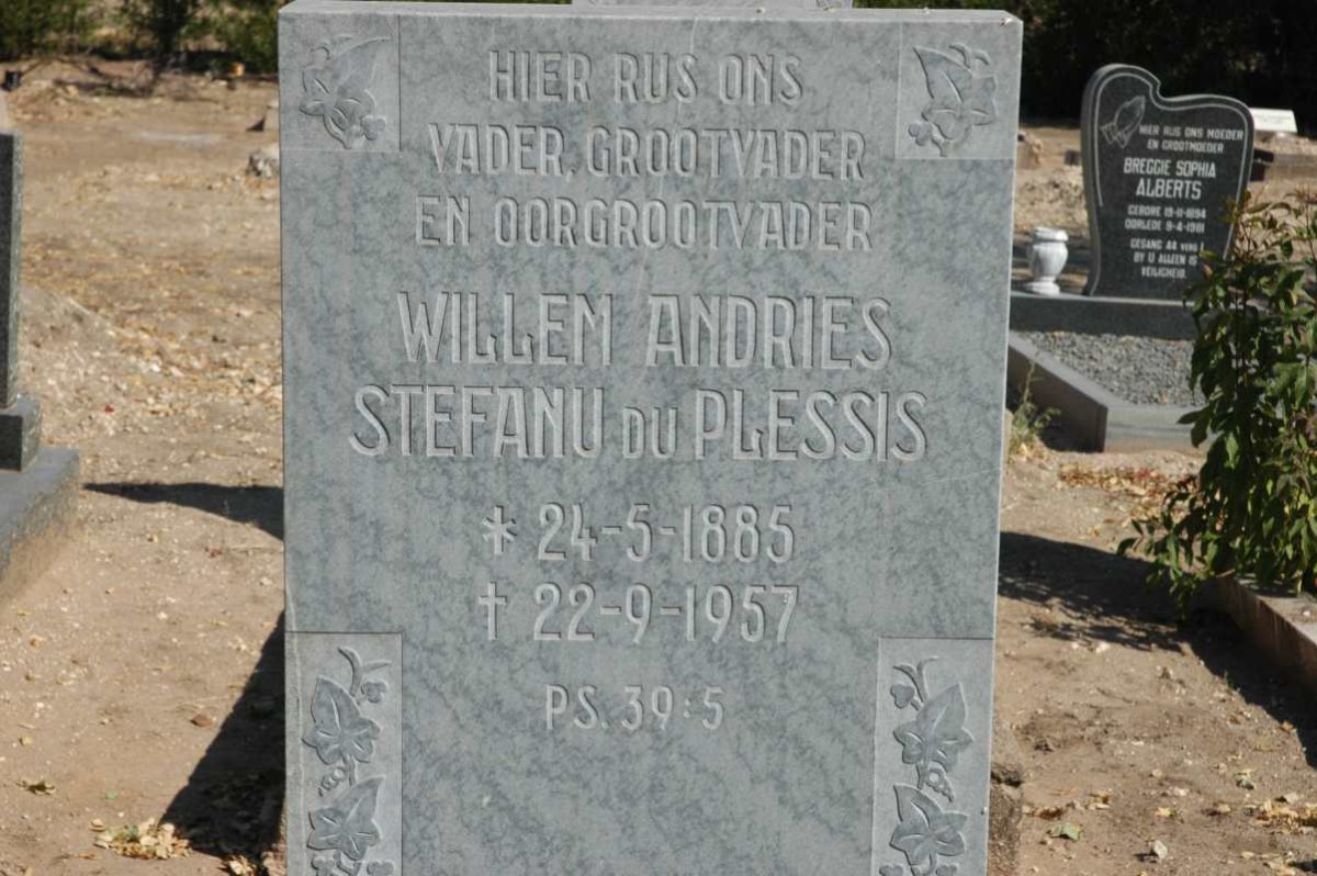 PLESSIS Willem Andries Stefanu, du 1885-1957