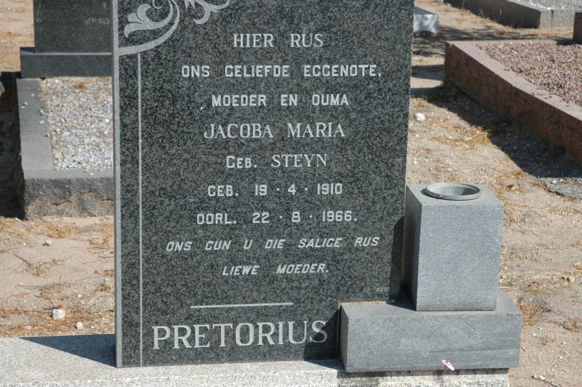 PRETORIUS Jacoba Maria nee STEYN 1910-1966