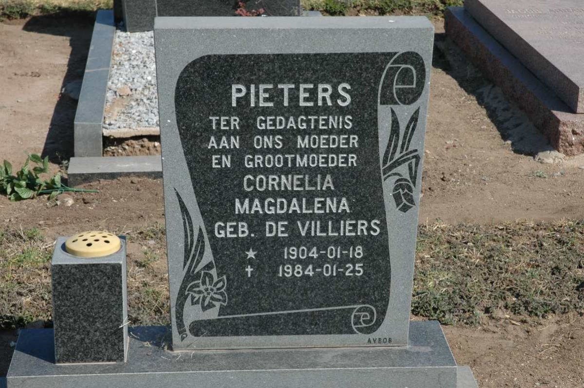 PIETERS Cornelia Magdalena nee DE VILLIERS 1904-1984