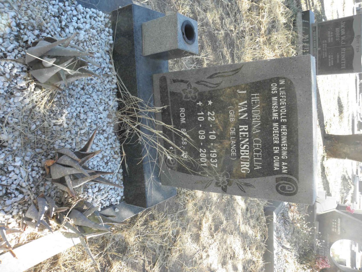 RENSBURG Hendrina Cecelia, J. van nee DE LANGE 1937-2001