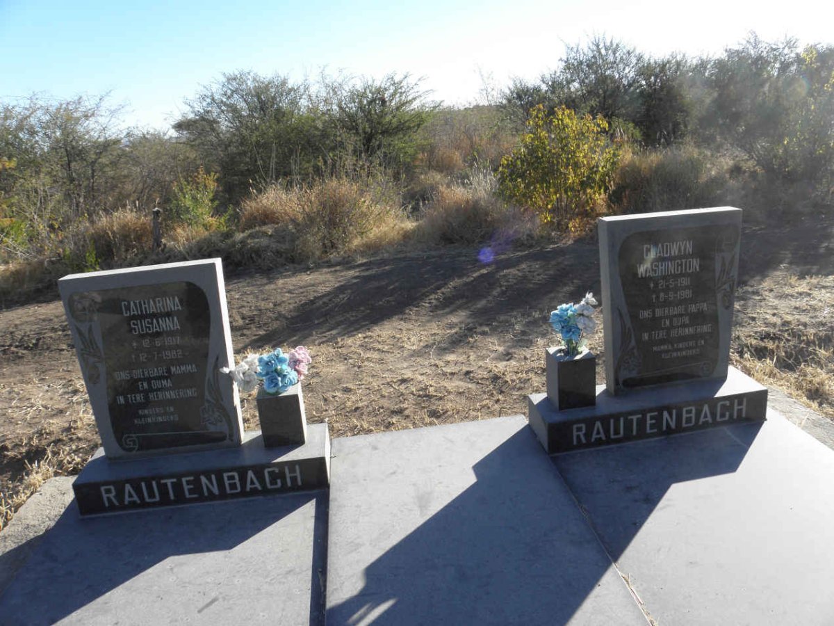 RAUTENBACH Gladwyn Washington 1911-1981 &amp; Catharina Susanna 1917-1982