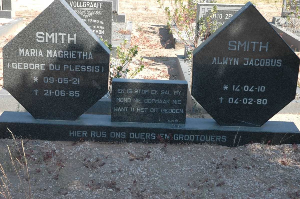 SMITH Alwyn Jacobus 1910-1980 &amp; Maria Magrietha DU PLESSIS 1921-1985