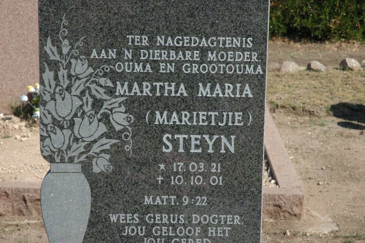 STEYN Martha Maria 1921-2001