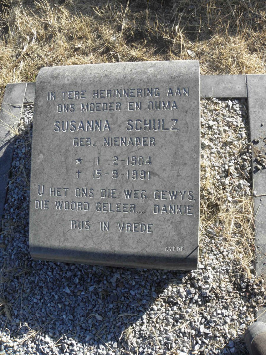 SCHULZ Susanna nee NIENABER 1904-1991