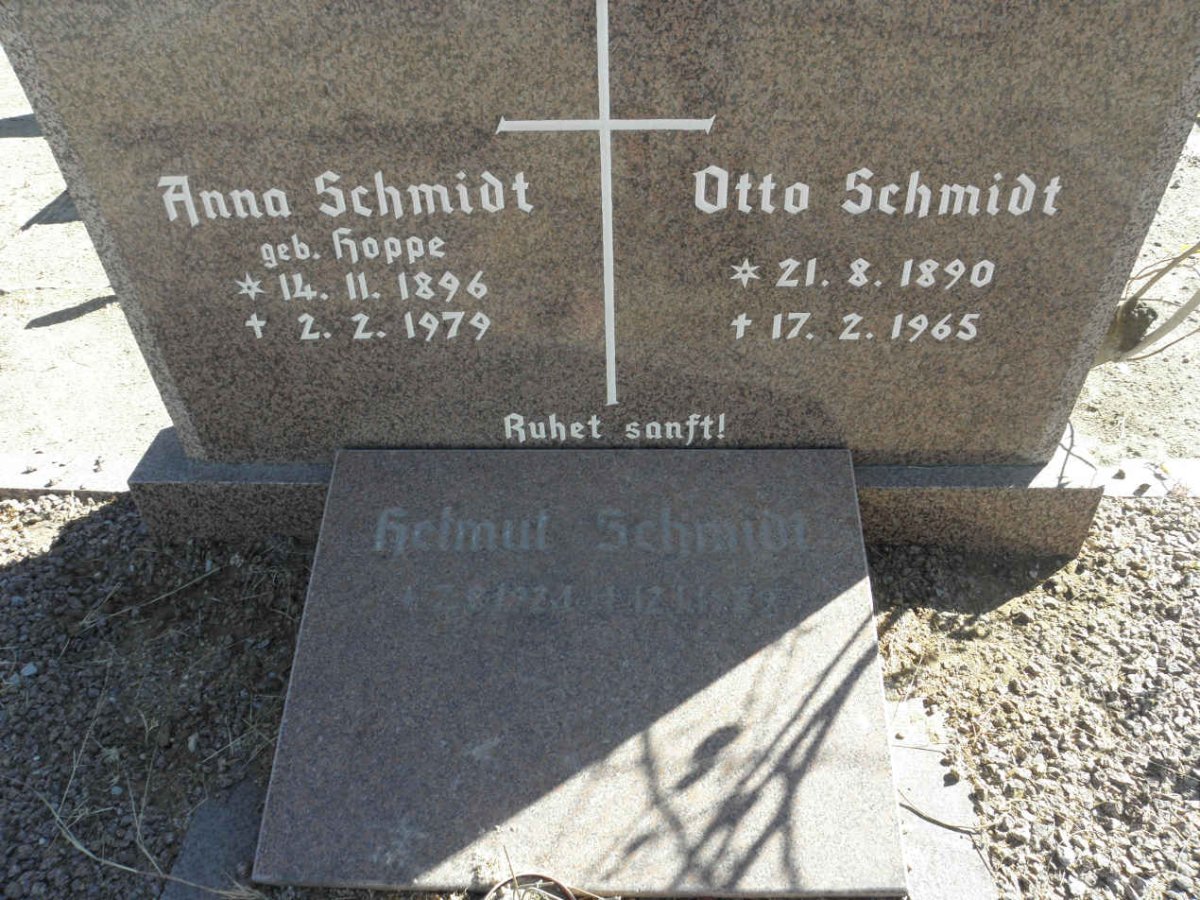 SCHMIDT Otto 1890-1965 &amp; Anna HOPPE 1896-1979 :: SCHMIDT Helmut 1924-