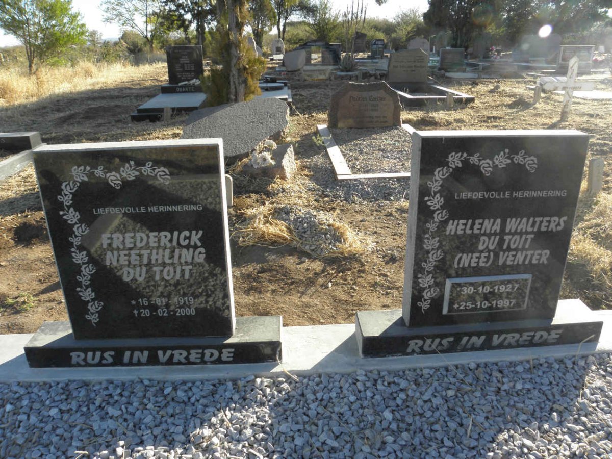 TOIT Frederick Neethling, du 1919-2000 &amp; Helena Walters VENTER 1927-1997