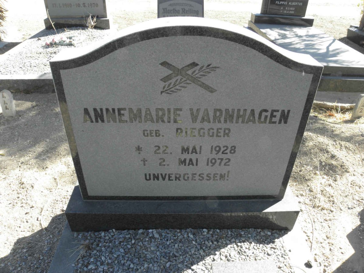 VARNHAGEN Annemarie nee RIEGGER 1928-1972