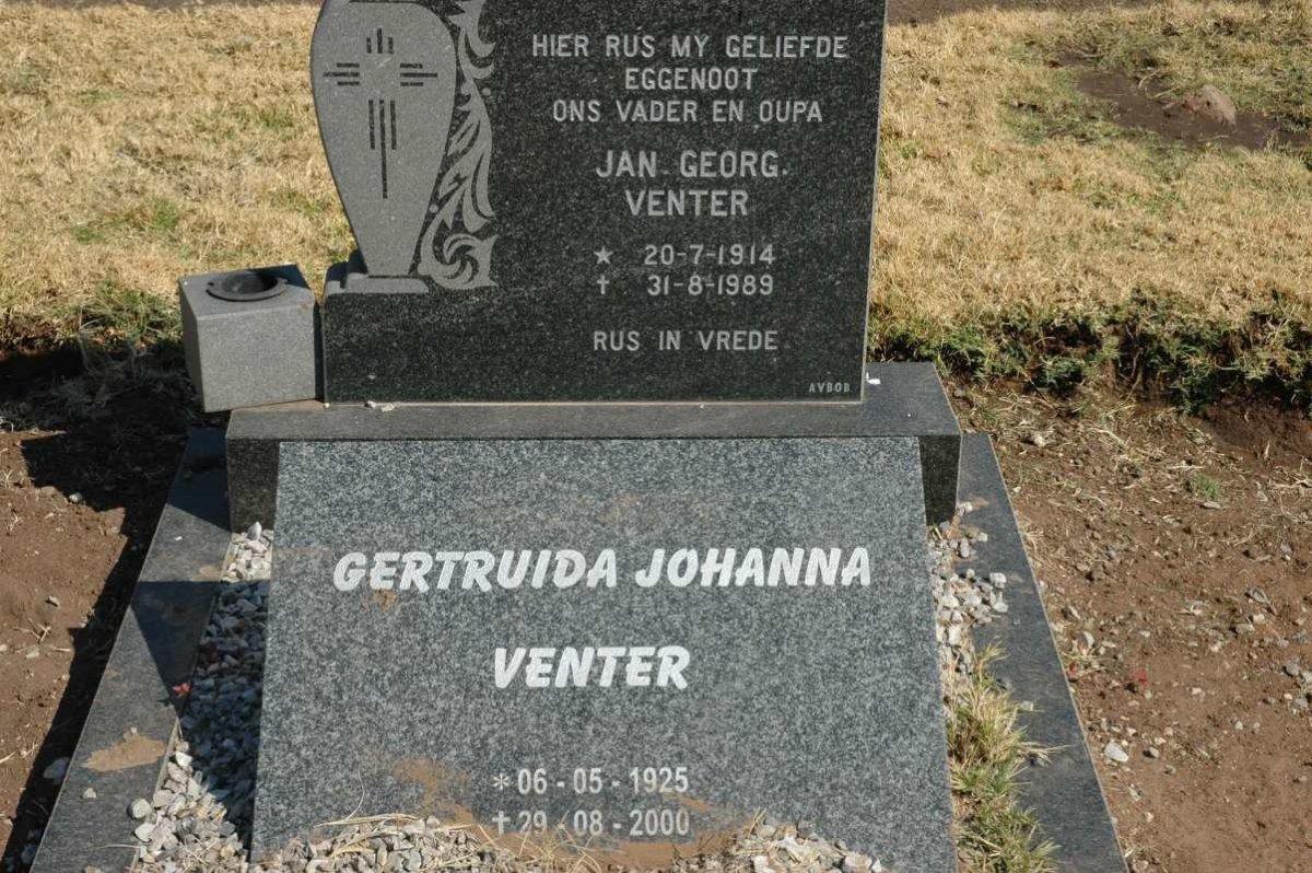 VENTER Jan Georg 1914-1989 &amp; Gertruida Johanna 1925-2000