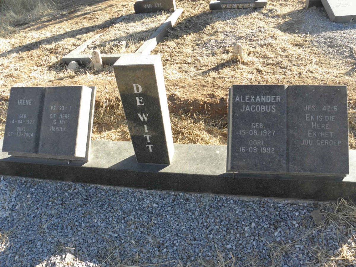 WITT Alexander Jacobus, de 1927-1992 &amp; Irene 1927-2004