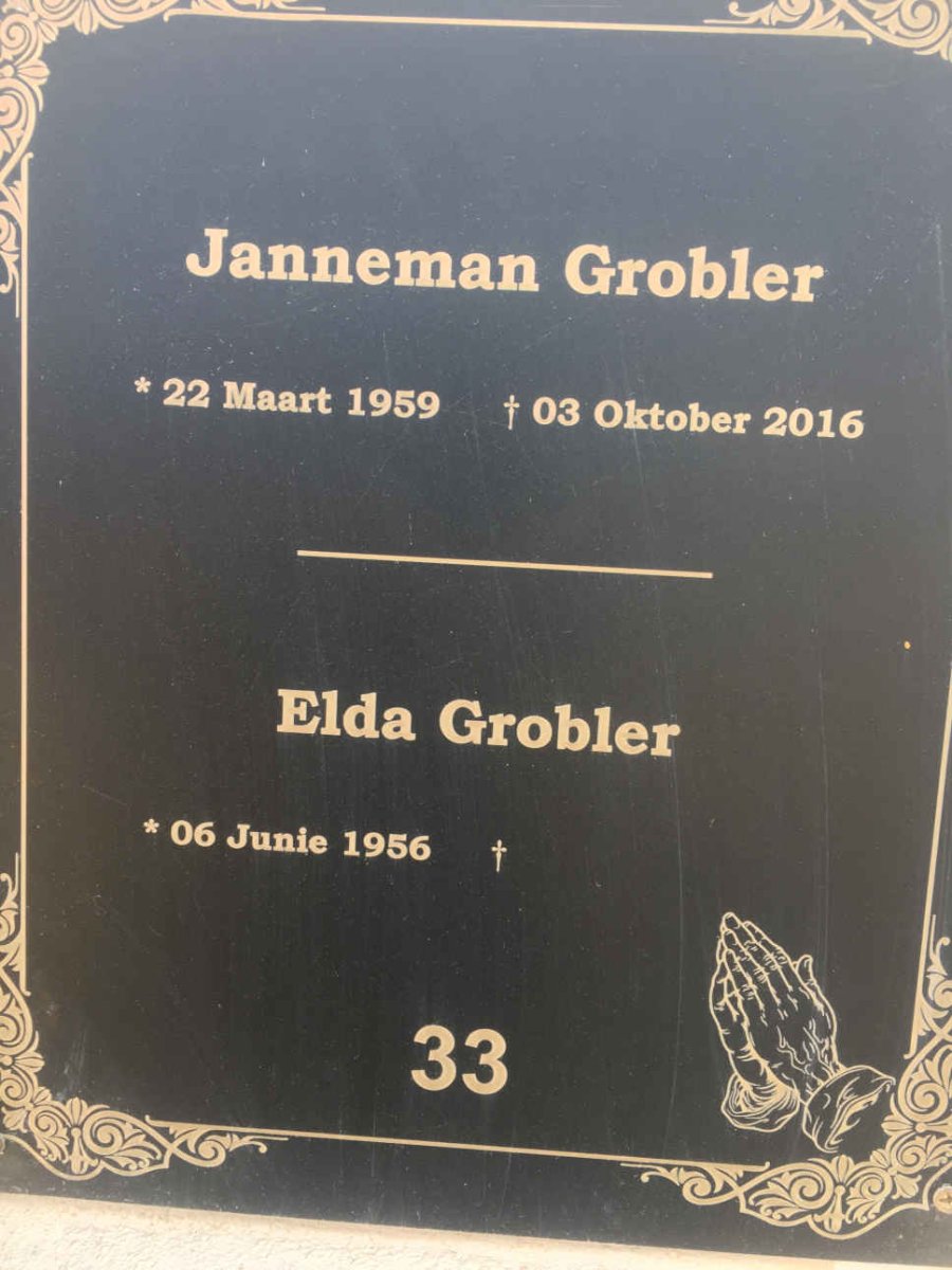 GROBLER Janneman 1959-2016 &amp; Elda 1956 -