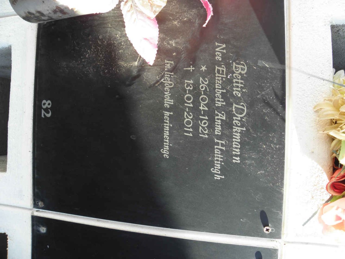 DIEKMANN Elizabeth Anna nee HATTINGH 1921-2011