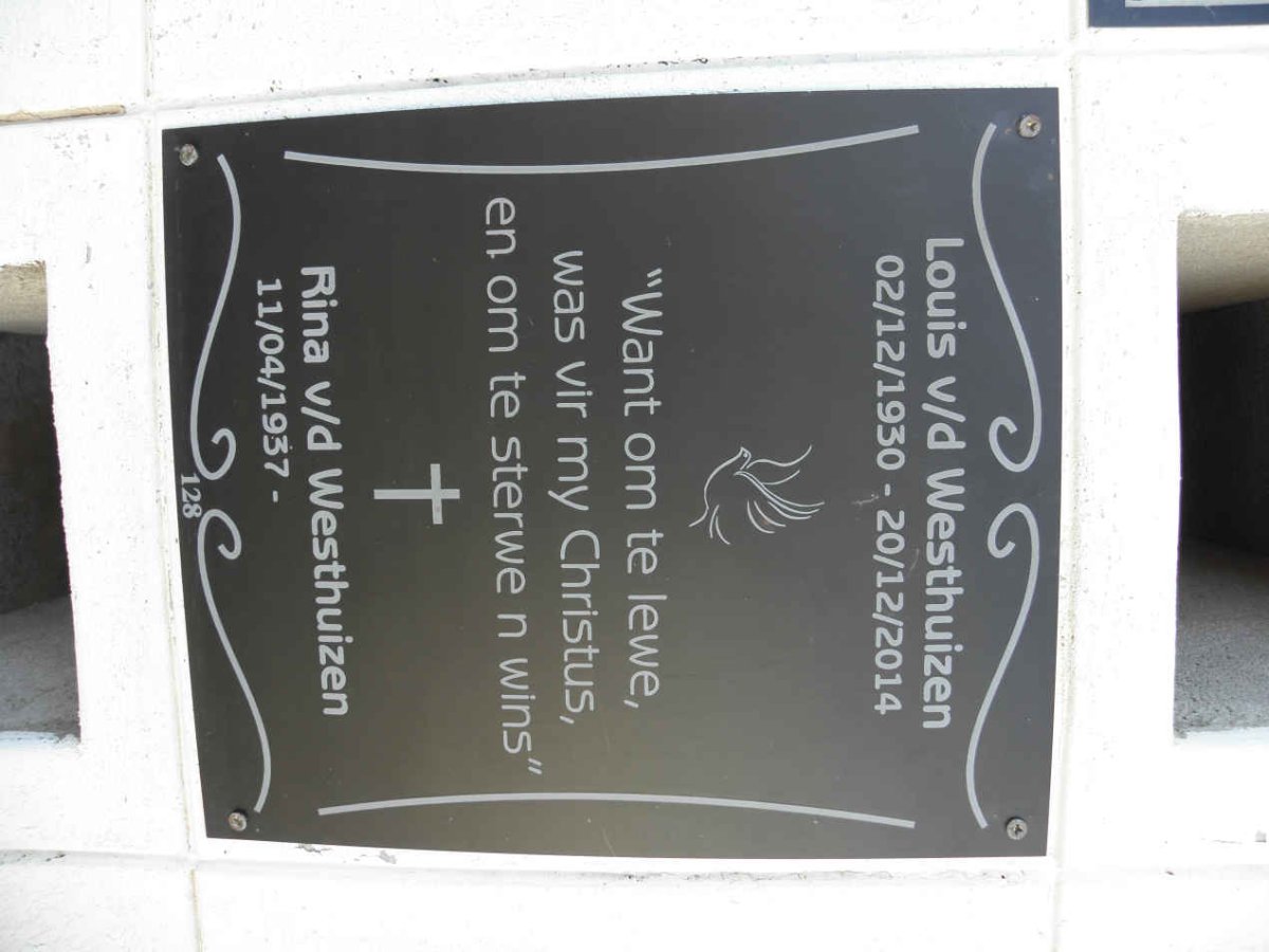 WESTHUIZEN Louis, v.d. 1930-2014 &amp; Rina 1937-