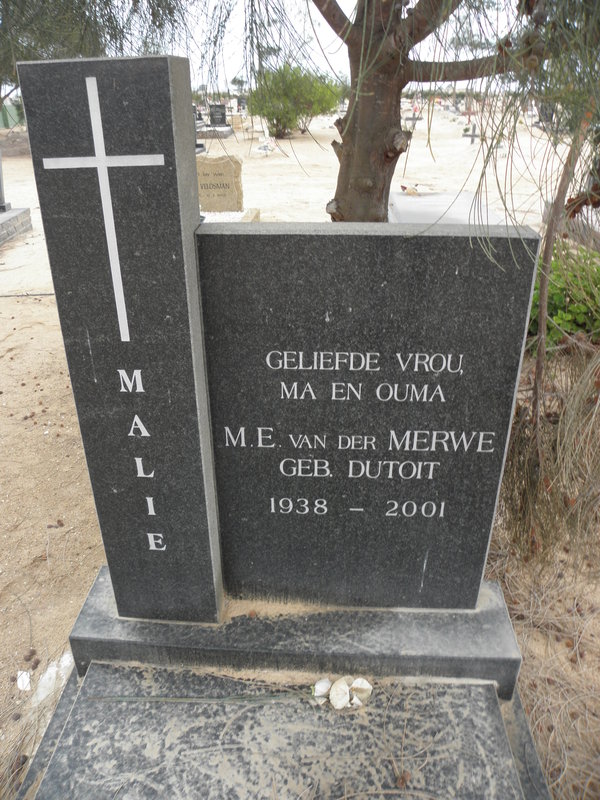 MERWE M.E., van der nee DU TOIT 1938-2001