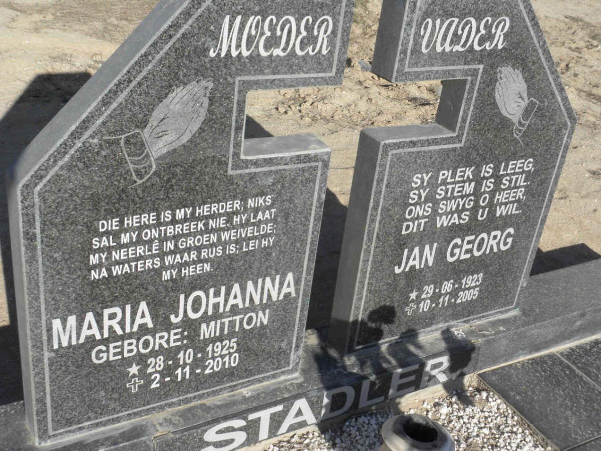 STADLER Jan Georg 1923-2005 &amp; Maria Johanna MITTON 1925-2010