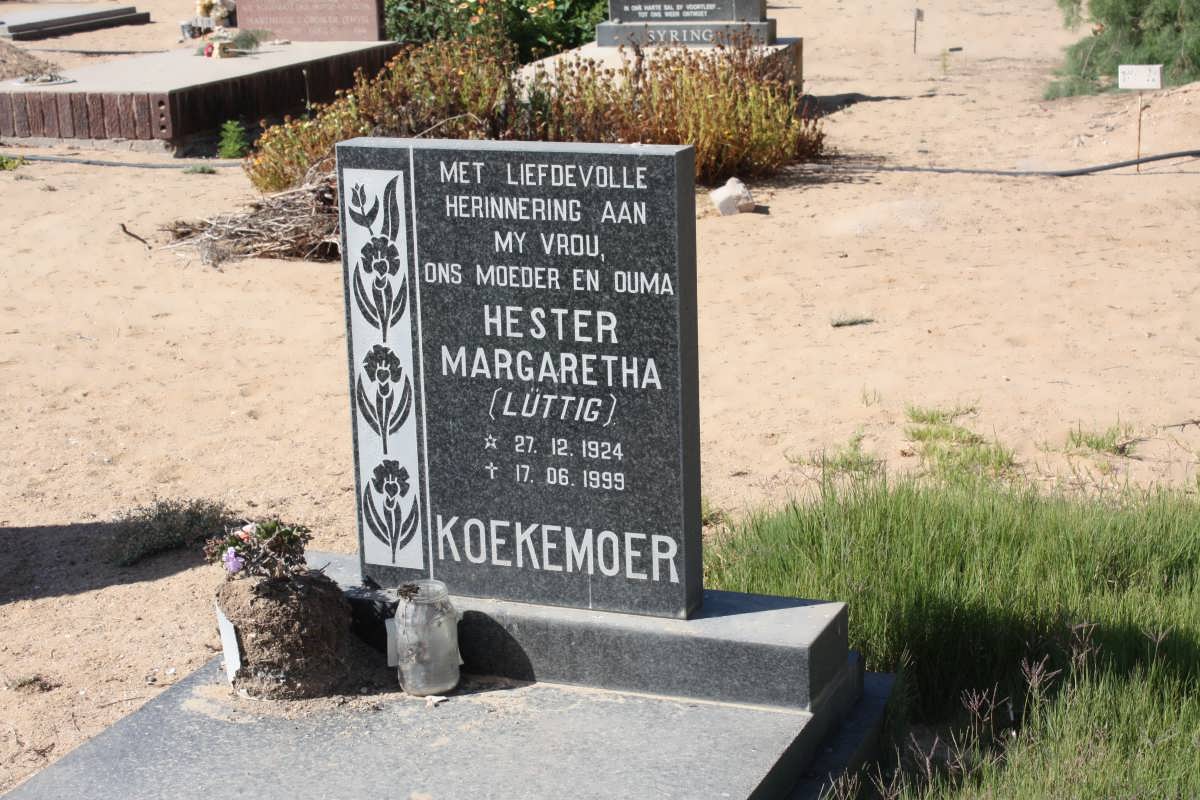 KOEKEMOER Herster Margaretha nee LÜTTIG 1924-1999