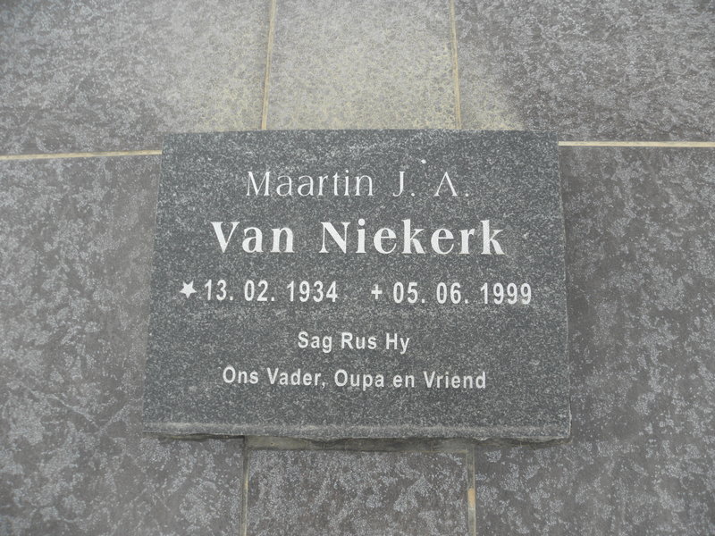 NIEKERK Maartin J.A., van 1934-1999