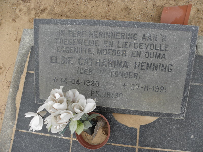 HENNING Elsie Catharina nee V. TONDER 1920-1991