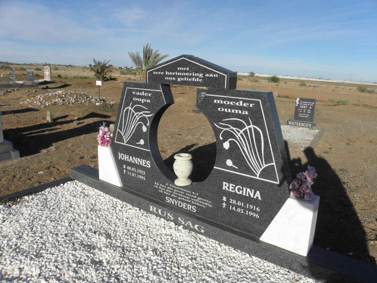 SNYDERS Johannes 1923-1995 &amp; Regina 1916-1996