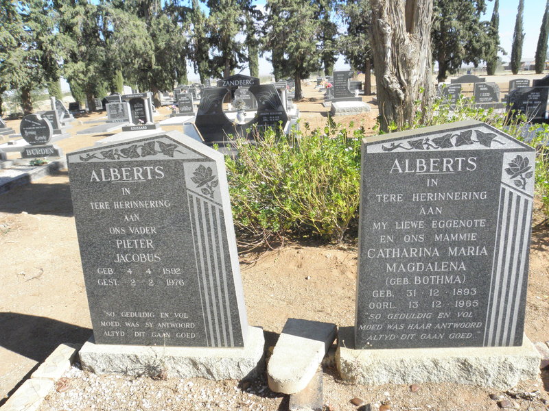 ALBERTS Pieter Jacobus 1892-1976 &amp; Catharina Maria Magdalena BOTHMA 1893-1965