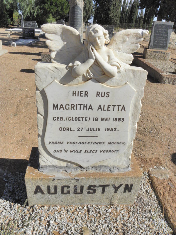AUGUSTYN Magritha Aletta  nee CLOETE 1883-1952