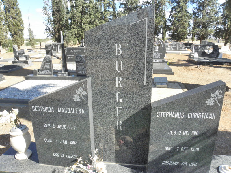BURGER Stephanus Christiaan 1918-1980 &amp; Gertruida Magdalena 1927-1994