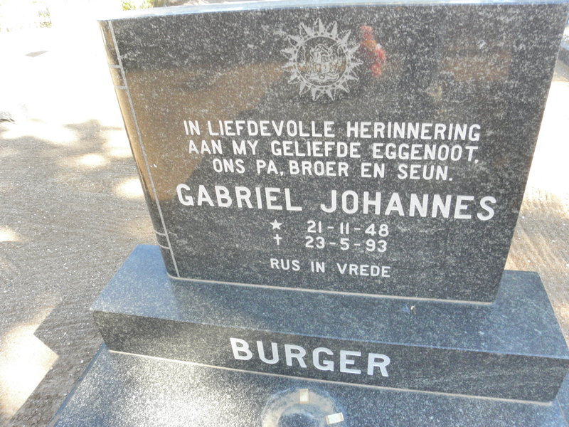 BURGER Gabriel Johannes 1948-1993
