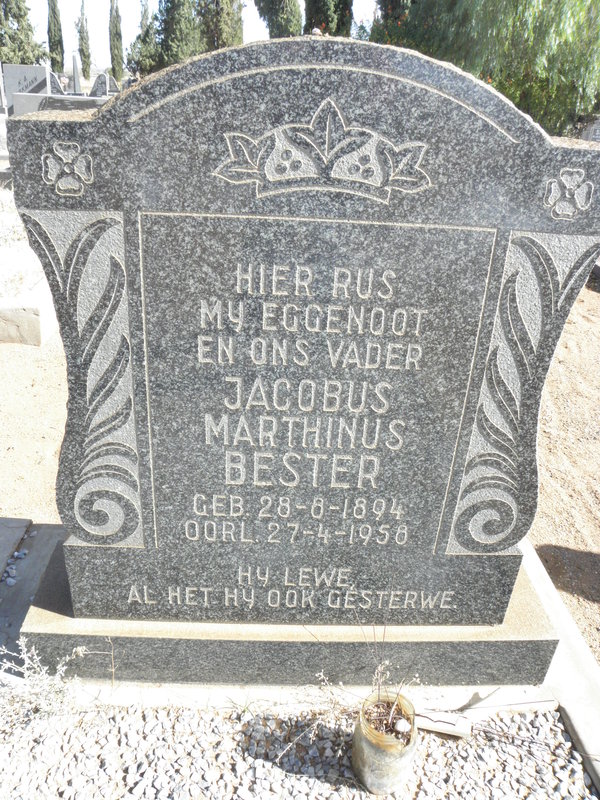 BESTER Jacobus Marthinus 1894-1958