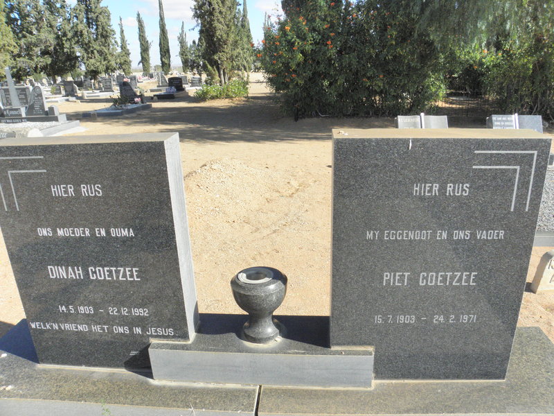 COETZEE Piet 1903-1971 &amp; Dinah 1903-1992
