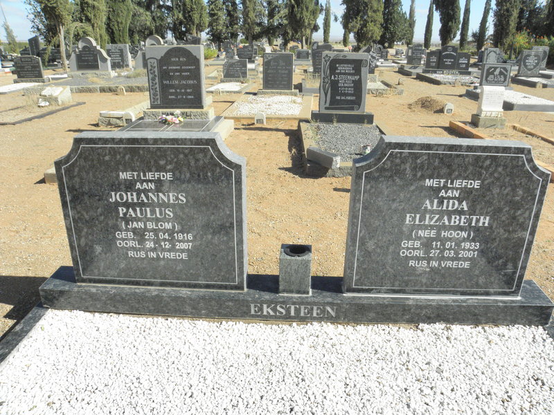 EKSTEEN Johannes Paulus 1916-2007 &amp; Alida Elizabeth HOON 1933-2001