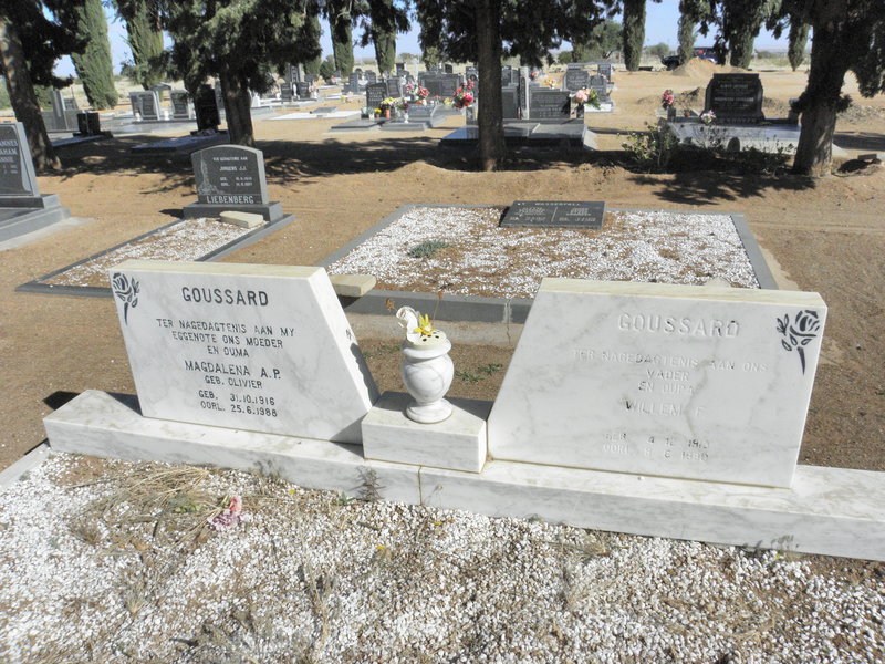 GOUSSARD Willem F. 1913-1990 &amp; Magdalena A.P. OLIVIER 1916-1988