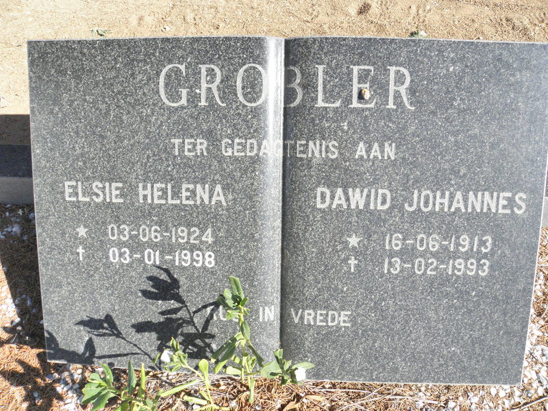 GROBLER Dawid Johannes 1913-1993 &amp; Elsie Helena 1924-1998